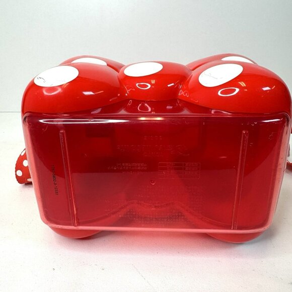 Disney Tokyo Japan Popcorn Bucket Minnie Mouse Bow Red Polka Dot Strap Container - Picture 8 of 9